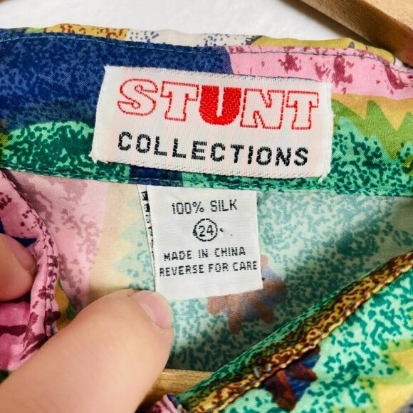 Mens Vintage Stunt Collections Boho Silk Top Size 24 XL/XXL - Picture 9 of 10